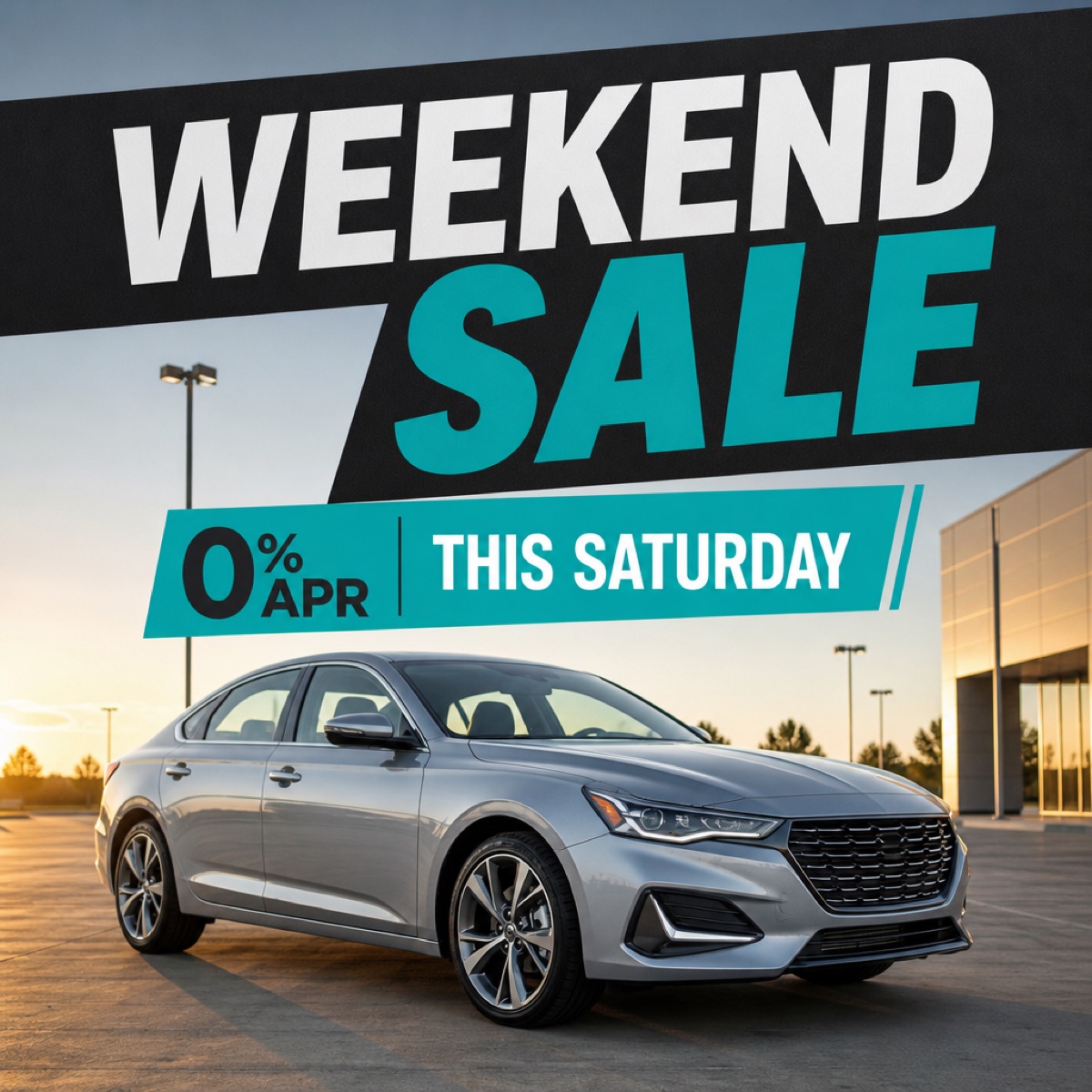 Example ad for a weekend car sale