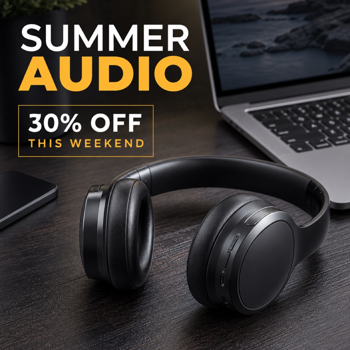 Example ad for a weekend headphone sale