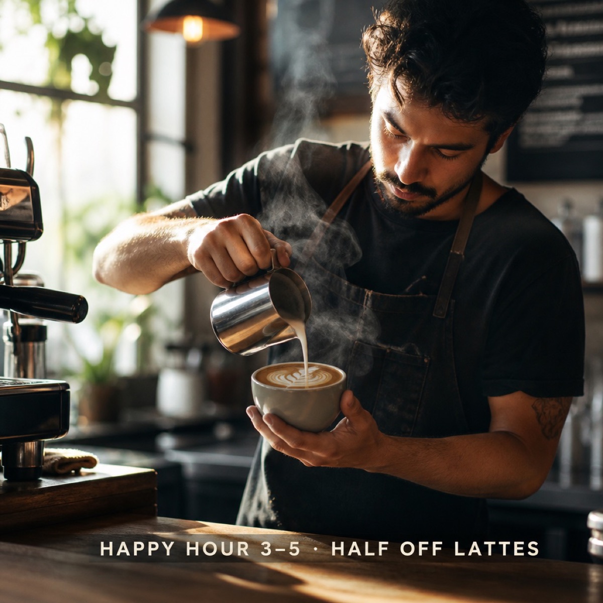 Example video still for a latte happy hour