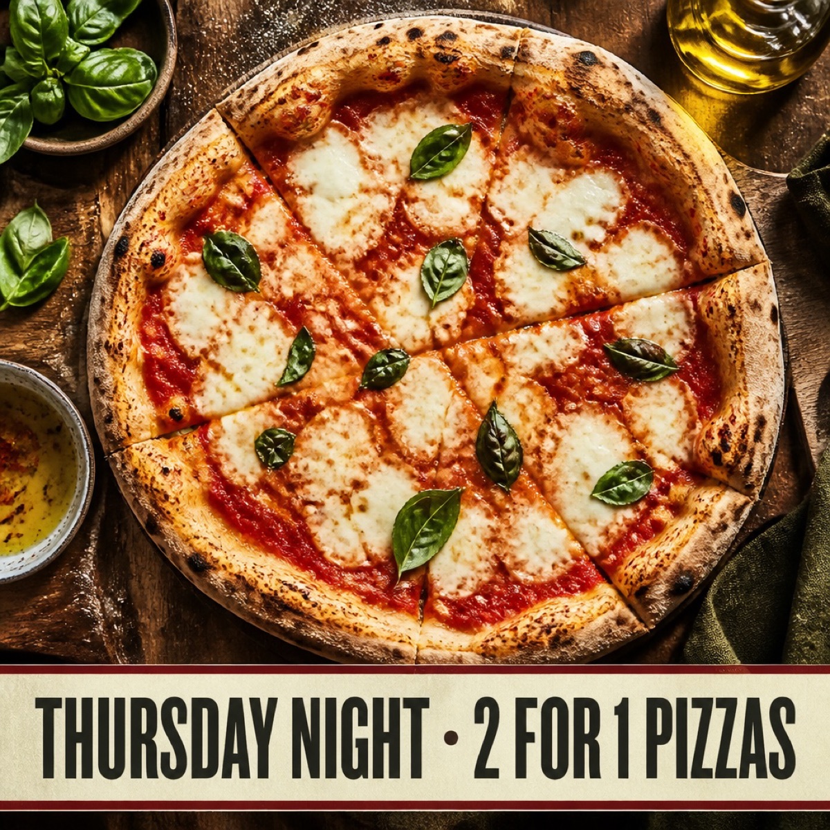 Example ad for a two-for-one pizza night